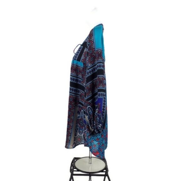 Figueroa & Flower Boho Patchwork Print 3/4 Sleeve Popover Blouse Womens Large - Picture 5 of 15